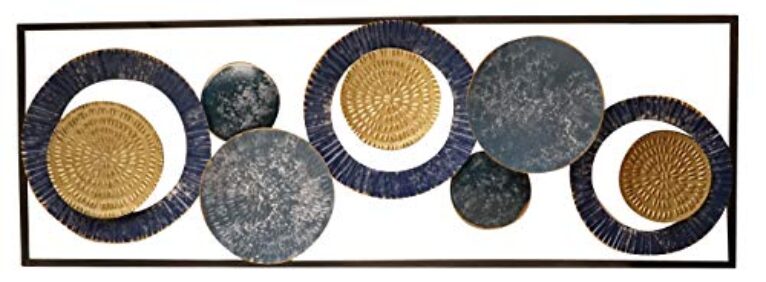 3D Metal Wall Art Circles - Blue (89x31 cm)