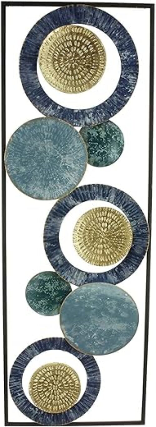 3D Metal Wall Art Circles - Blue (89X31 Cm)