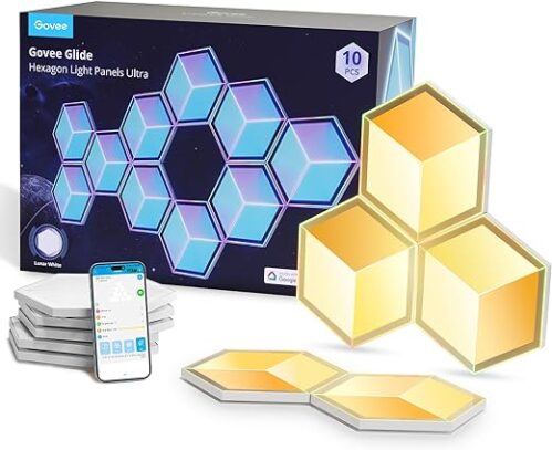 3D Rgbic Hexagon Wall Light, 129 Leds, Wi-Fi, 10 Panels