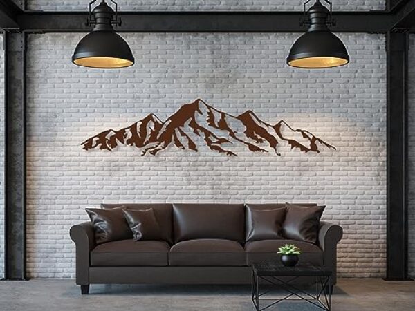 3D Holz Berge Wandkunst - Schwarz Gold Moderne Dekoration