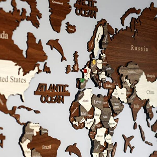 3D Wooden World Map Wall Art