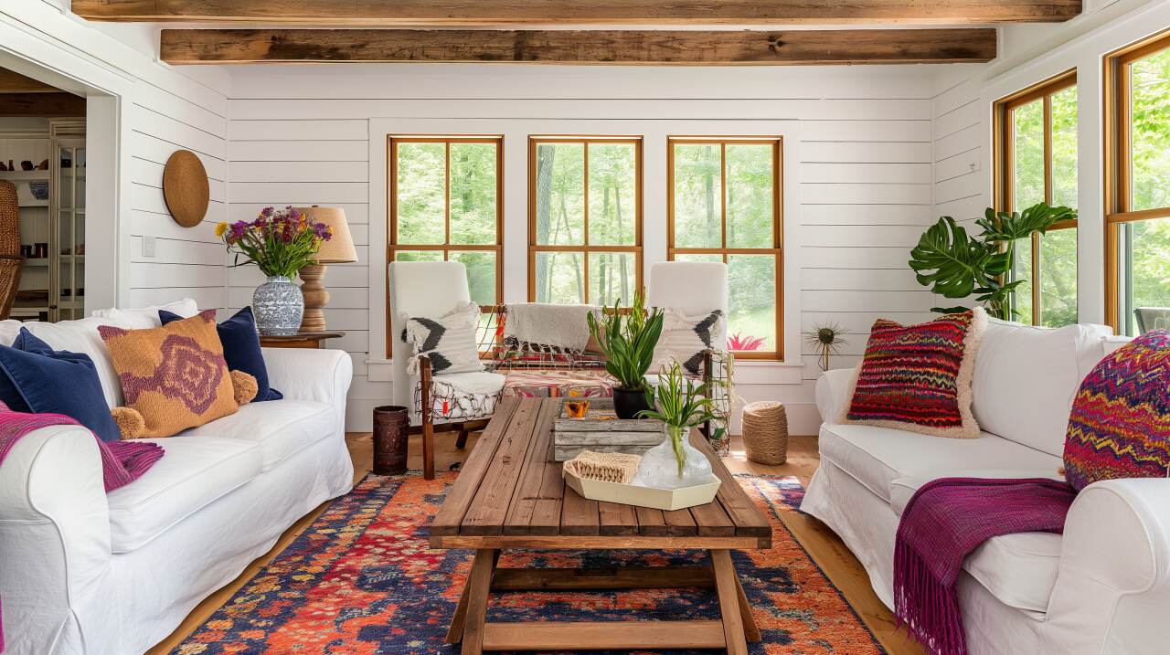 4 Boho Farmhouse Ein gemütliches Wohnzimmer