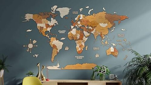 68Travel Multilayer Wooden World Map Xl