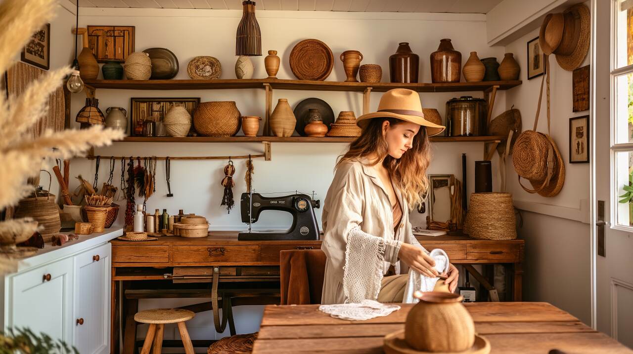 Ein gemütliches Bohème-Haus mit Vintage- und handgefertigten Möbeln