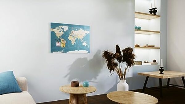 ALLboards World Map Magnetic Canvas Board