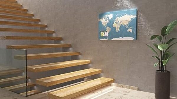 ALLboards World Map Magnetic Canvas Board