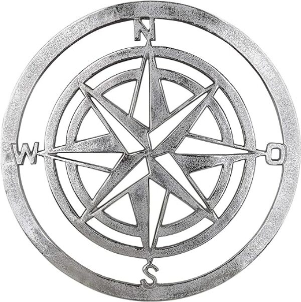 Aluminium Windrose Wanddekoration - 50 cm