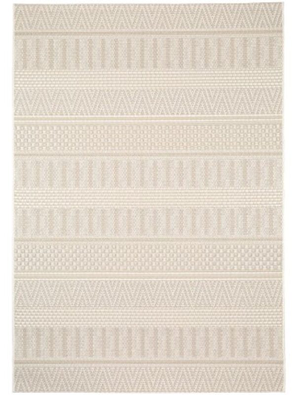 Beige Striped Outdoor Rug - 120x170 cm, Flatweave