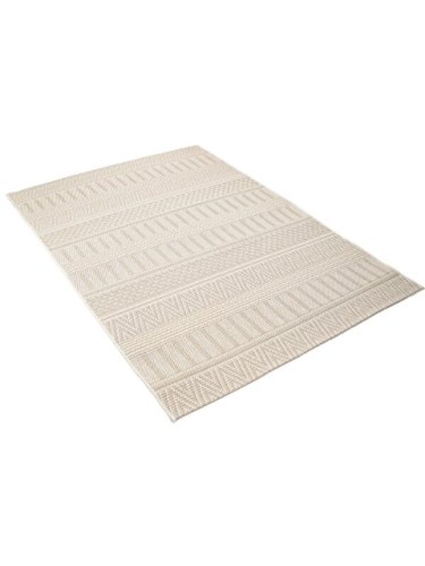 Beige Striped Outdoor Rug - 120x170 cm, Flatweave
