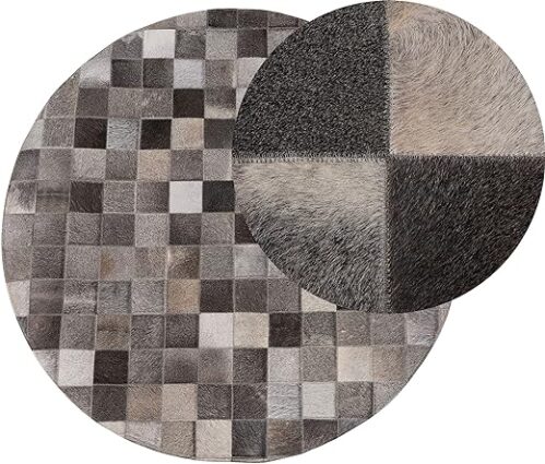 Bergama Grauer Patchwork-Teppich 140 cm