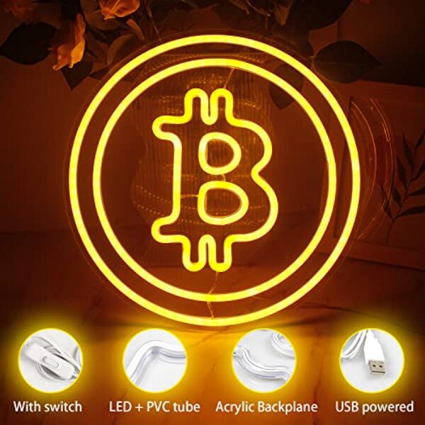 Bitcoin Neon Sign - USB LED Wall Light (32x32cm)