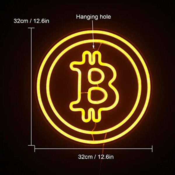 Bitcoin Neon Sign - USB LED Wall Light (32x32cm)