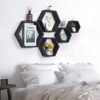 Black Hexagonal Floating Shelves - Set of 5