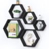 Black Hexagonal Floating Shelves - Set of 5