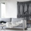 Black Macrame Curtain Wall Hanging, 127x190 cm
