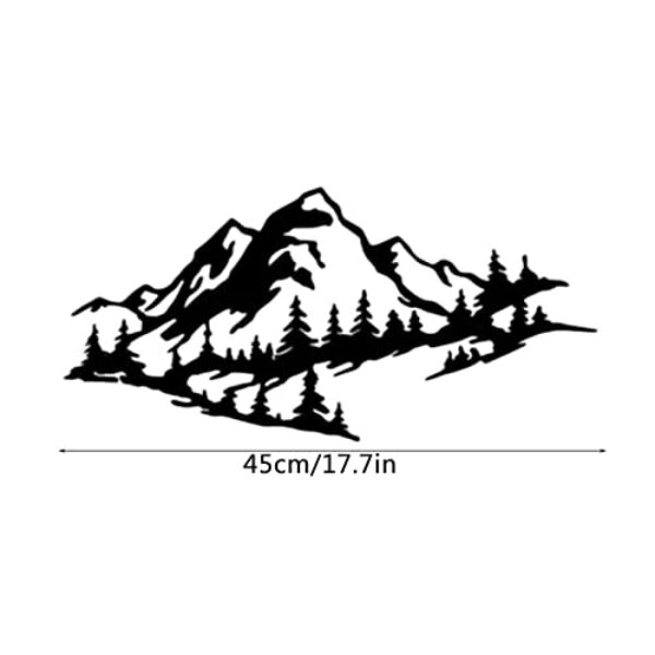 Black Metal Mountain Forest Wall Art - 17.72"x8.43