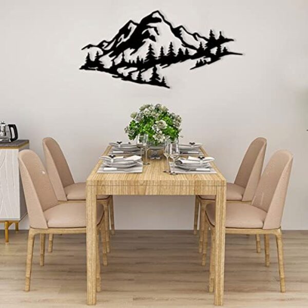 Black Metal Mountain Forest Wall Art - 17.72"x8.43