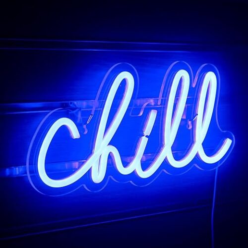 Blue Led Chill Neon Light, Wall Decor, 14X7