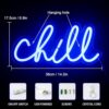 Blue LED Chill Neon Light, Wall Decor, 14x7