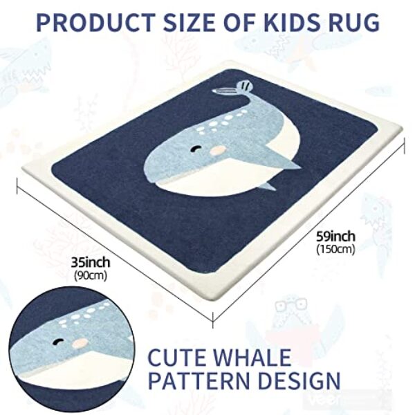 Blue Whale Non-Slip Kids Play Mat, 89x150 cm