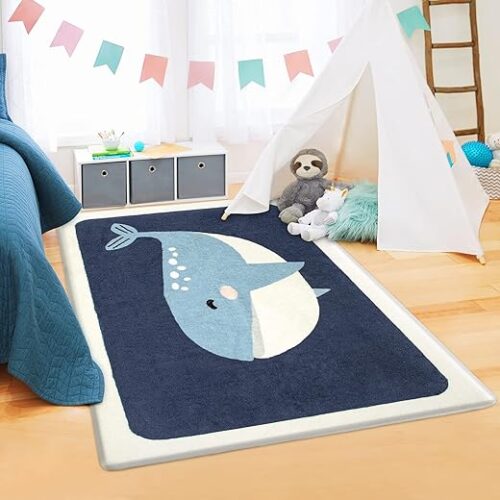 Blue Whale Non-Slip Kids Play Mat, 89X150 Cm