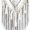 Boho Cotton Macrame Wall Hanging - Ivory/Grey, 74cm