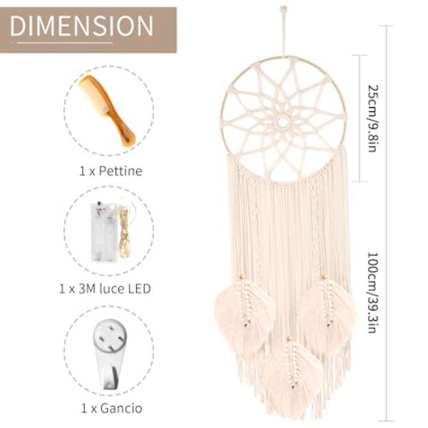 Boho Dream Catcher Macrame - Ivory, 100cm