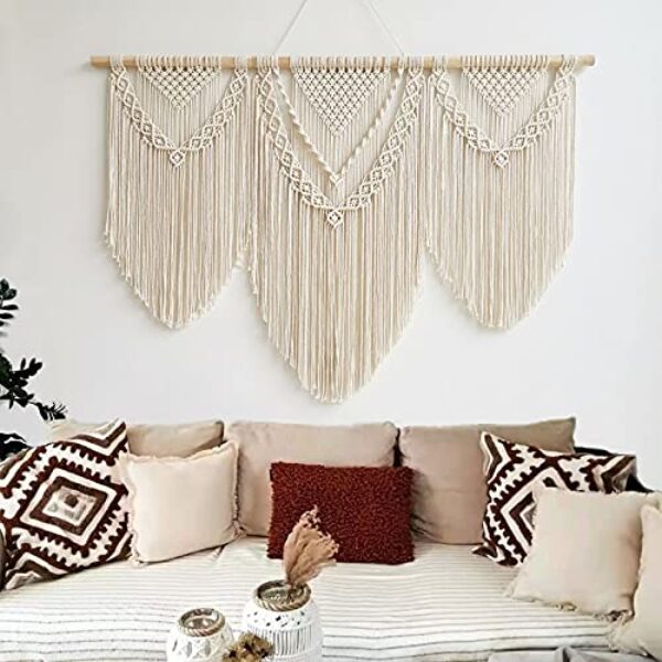 Boho handgewebter Baumwoll-Makramee-Wandteppich - groß