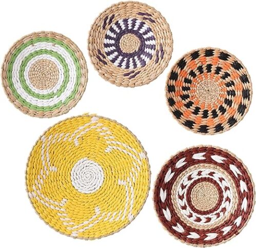 Boho Handwoven Rattan Wall Baskets, 20-30 Cm