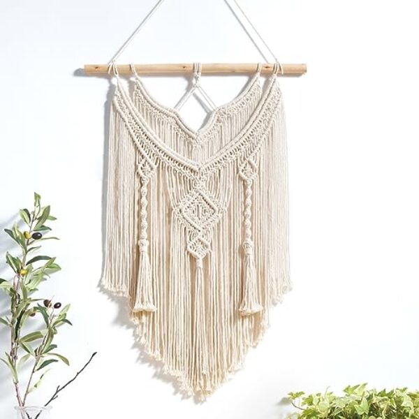 Boho Makramee Wandbehang, handgefertigte Baumwolle (43x66cm)