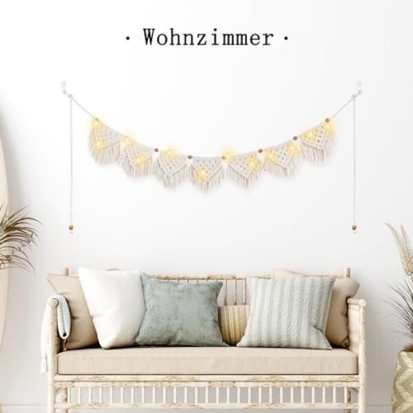 Boho Macrame Wall Hanging with LED Lights