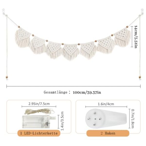 Boho Macrame Wall Hanging with LED Lights