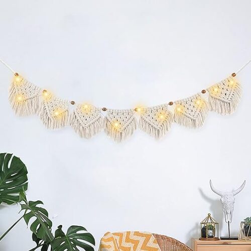 Boho Macrame Wall Hanging With Led Lights