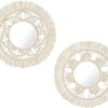 Boho Macramé Wall Mirrors, Set of 2 (Ivory)