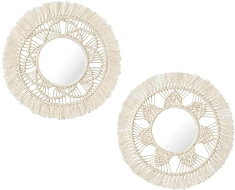 Boho Macramé Wall Mirrors, Set of 2 (Ivory)