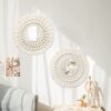 Boho Macrame Wall Mirrors with Fringes, 36cm