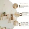 Boho Macrame Wall Shelves, Wooden Hanging, Set of 2