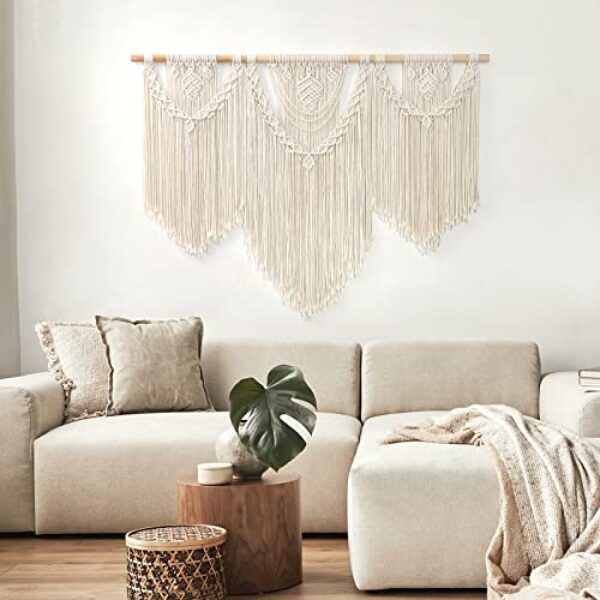 Boho Macrame Wall Tapestry, 114 × 96 cm