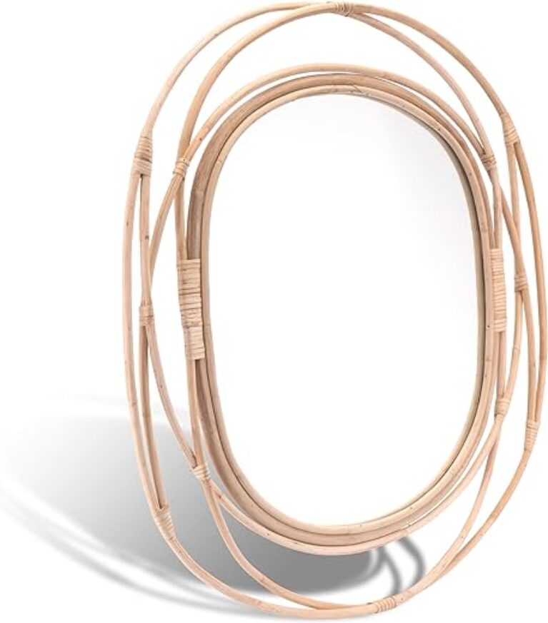 Boho Oval Rattan Mirror - Natural Wicker, 66cm