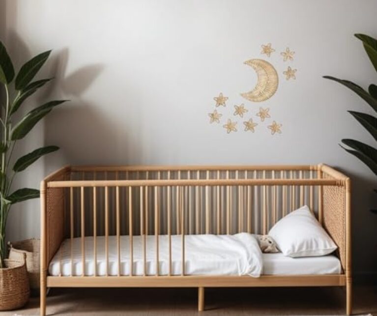 Boho Rattan Moon & Stars Wall Decoration