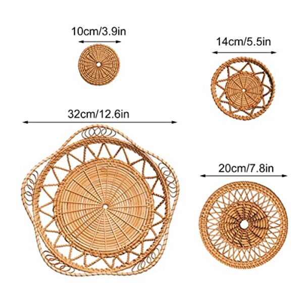 Boho Rattan Wandkörbe - 6er Set