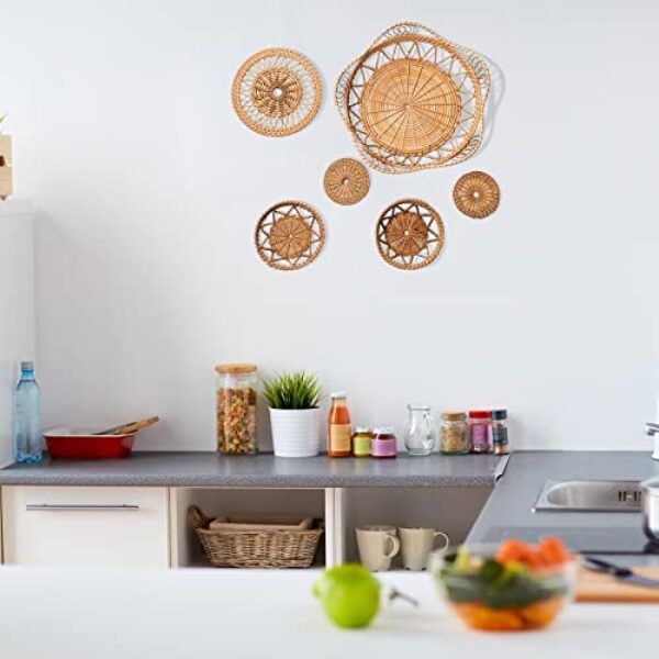 Boho Rattan Wandkörbe - 6er Set