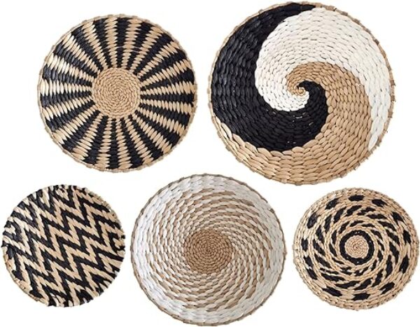 Boho Rustic Wall Basket Decor Set - 5 Pieces