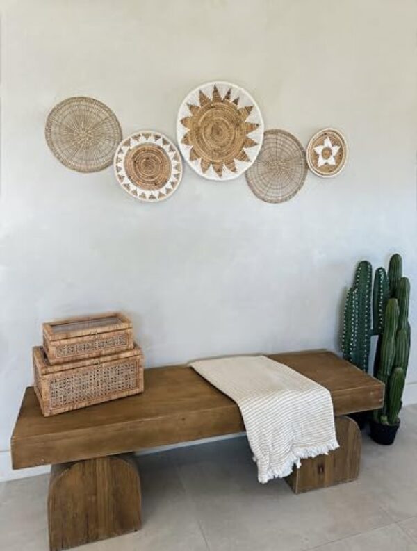 Boho Seagrass Wall Basket Set - 5 Pieces
