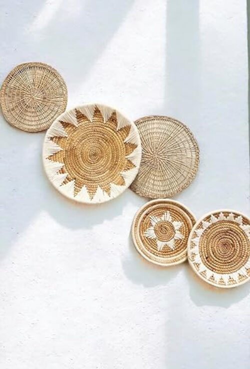 Boho Seagrass Wall Basket Set - 5 Pieces