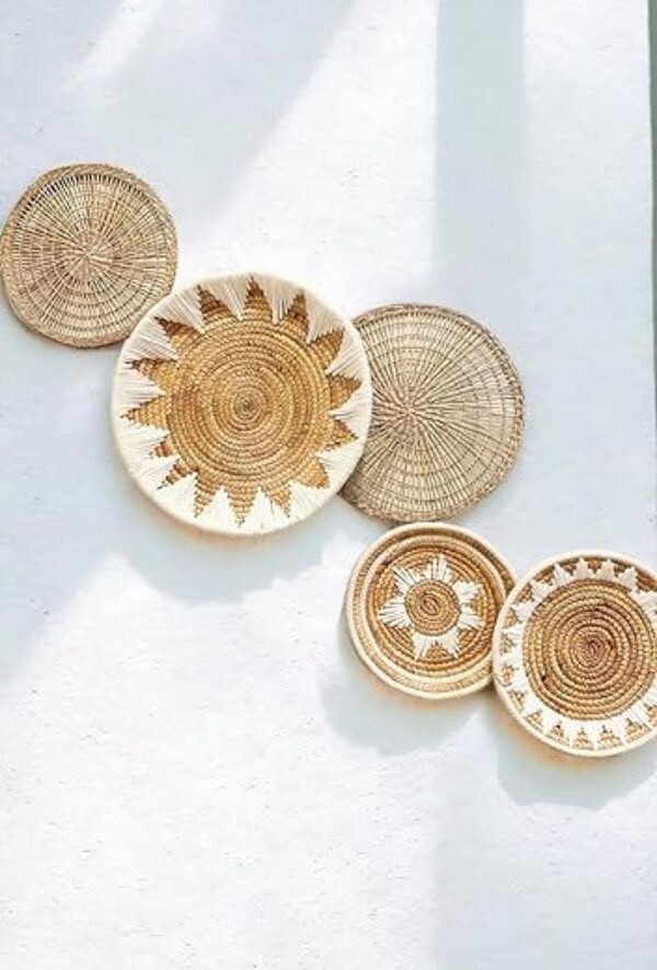 Boho Seagrass Wall Basket Set - 5 Pieces