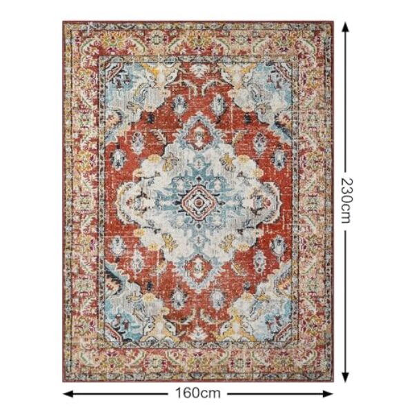 Boho Vintage Rot Waschbarer Anti-Rutsch-Teppich