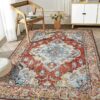 Boho Vintage Rot Waschbarer Anti-Rutsch-Teppich