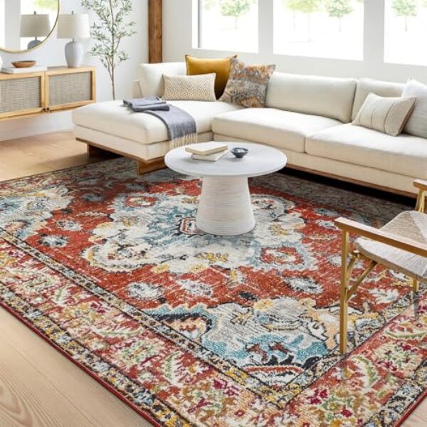 Boho Vintage Rot Waschbarer Anti-Rutsch-Teppich