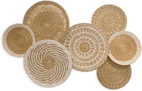 Boho Wall Baskets Set - Handwoven, 11 Pieces
